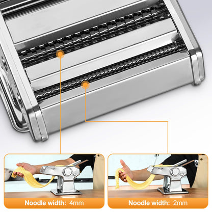FrutPunch Manual Pasta Maker Machine, 9 Adjustable Thickness Settings, Roller and Cutter for Spaghetti, Fettuccine, Lasagna