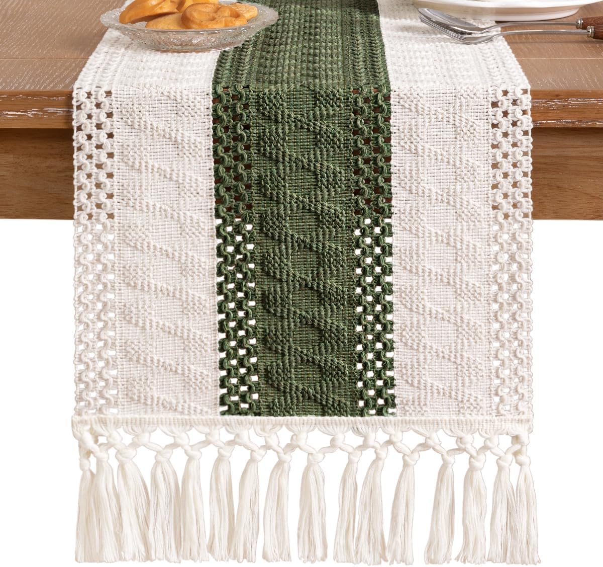 Summer 12x108 inch Socomi Boho Table Runner Farmhouse Rustic Dining Kitchen Centerpiece Decor Small Macrame Woven