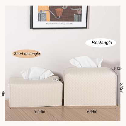 PU Leather Tissue Box Cover, Square Facial Tissue Holder, Griege Paper Organizer for Bathroom, Vanity, Tabletop, Car