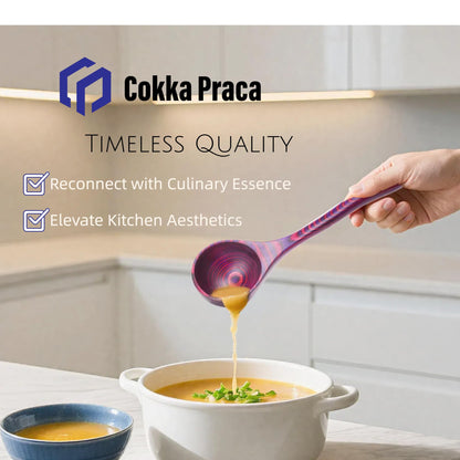 Cokka Praca Pakkawood Deep Soup Ladles with Spout | 9.6 inch Big Soup Ladle for Cooking | Wooden Spoons for Cooking | Wood Kitchen Utensil | Byzantium