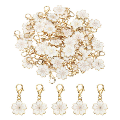 PATIKIL Flower Crochet Stitch Markers, 50 Pack 1.4" Metal Knitting Markers Cherry Blossom Removable Lobster Clasp Charm Locking Cute Stitch Marker for Sewing Crocheting DIY Craft, White