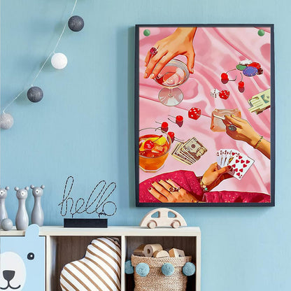 KICHANG Pink Diamond Art Kits for Adults Beginner,DIY Modern Diamond Painting 5D Round Full Drill Diamond Dots Gem Art Crafts with Tools,Funny Crafts for Home Wall Decor&Gift-12x16in