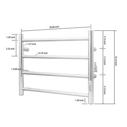KEG Towel Warmer 8 Bars for Bathroom Freestanding or Wall Mounted Bath Towel Heater Plug-in with Built-in Timer Silver