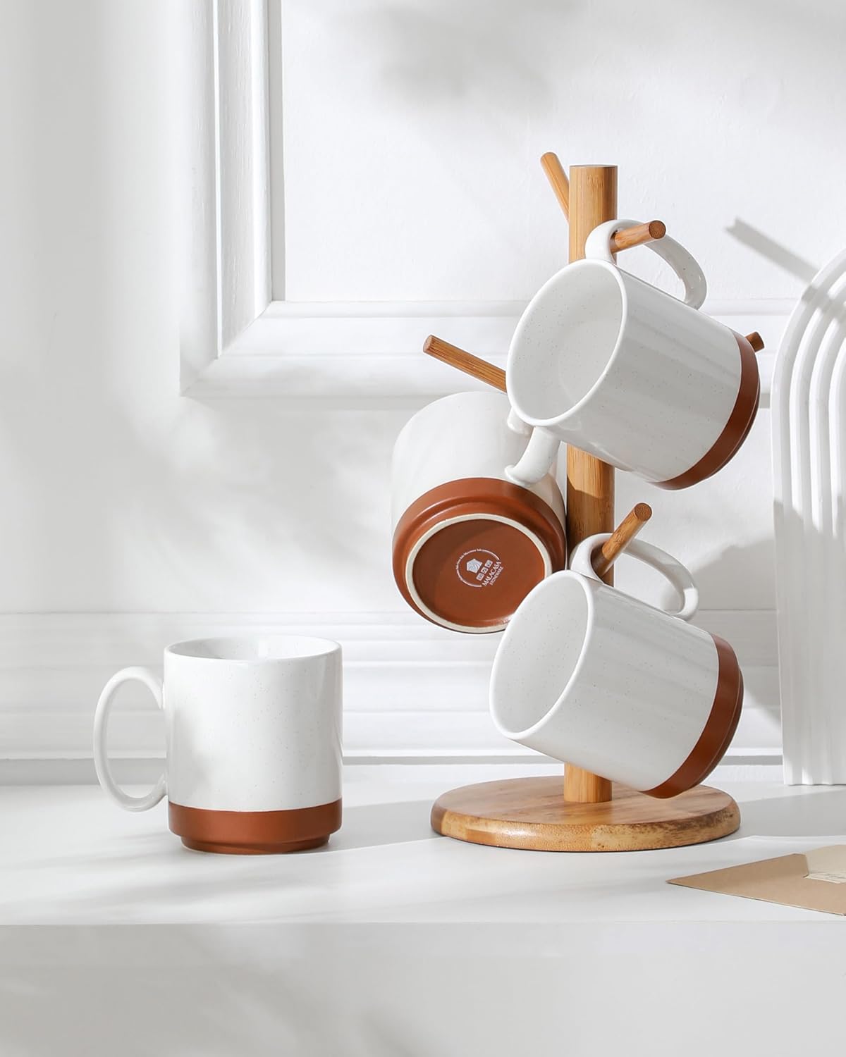16oz Set 4, MALACASA Ceramic Coffee Mugs of Stackable Coffee Cups with Straight-Sided Design, Mugs for Coffee, Latte