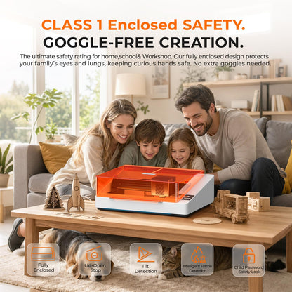TOOCAA NOVA 20W Smart AI Laser Engraver & Cutter, Fully Enclosed Class 1 Safety, 5MP AI Positioning Camera & Auto Focus, 360° Rotary & Air Assist, Dual-Channel Exhaust for Cleaner Cuts & Less Smoke