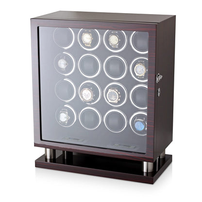 16 Watch Winder for Automatic Watches with LED Light and Coordinated Rotor Stop (Ebony)