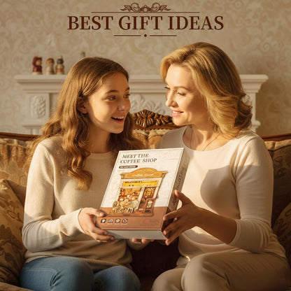 HYXBXSS Book Nook Kit, DIY Miniature House Dollhouse Kit for Adults and Teens, Booknook Tiny House Bookshelf Decor with LED, Coffee Shop Building Kit 3D Wooden Puzzles, Gifts for Family and Friends