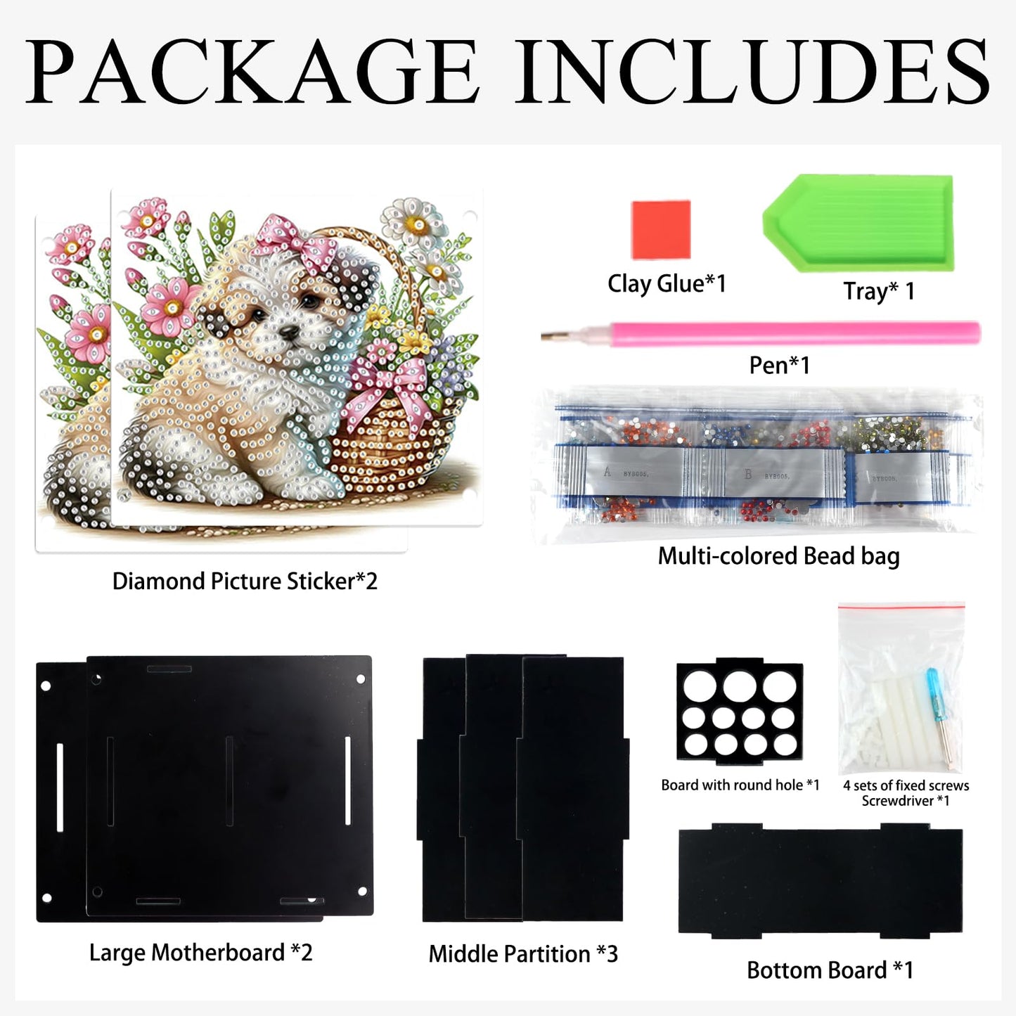 JISHSHAY Diamond Art Pen Holder Dog Diamond Painting Pencil Holder Animal Gem Art Penholder Gem Painting Pen Organizer Mosaic Kits for Adults Embroidery Kit Pencil Organizer, Contains 12 Slots