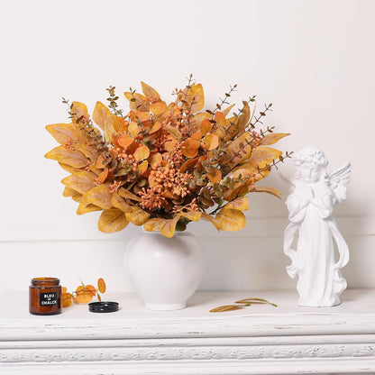 120 5 Pcs Kinds Mixed Artificial Eucalyptus Leaves Stems and Fake Berry Bulk for Fall Decorations,Faux Plants Bundle