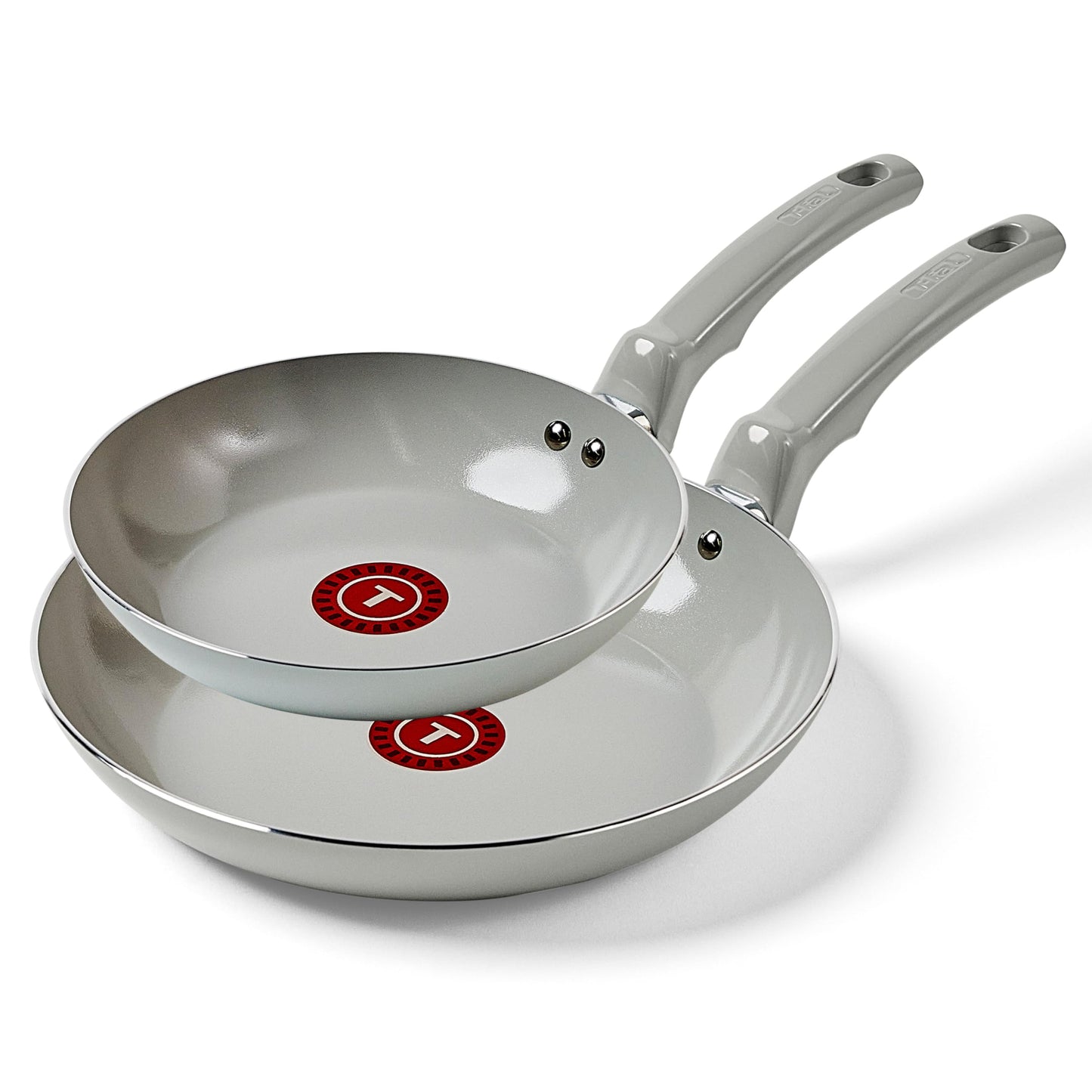 T-Fal Refresh Ceramic Nonstick Frying Pan 2-Pc Set, 8" & 10", Oven Broiler Safe up to 350°F Cookware, Ceramic Frying Pan Skillet, Pots & Pans, Grey
