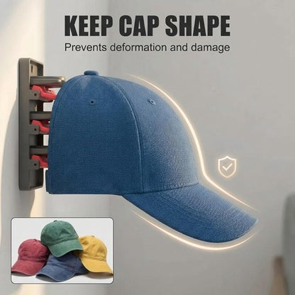 JBD Multicolor Hat Organizer - Wall Mounted Rack Holds 20 Baseball Caps | Innovative Auto-Grip Clips for Damage-Free Storage