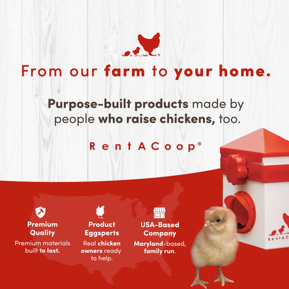 RentACoop Big Red Barn Chick Brooder Set | Durable, Lightweight, Easy-Clean, Multipurpose | with Heating Plate, Feeder, Waterer, Absorbent Hatchling Liners, Jute Liners, LED Light, Security Latch