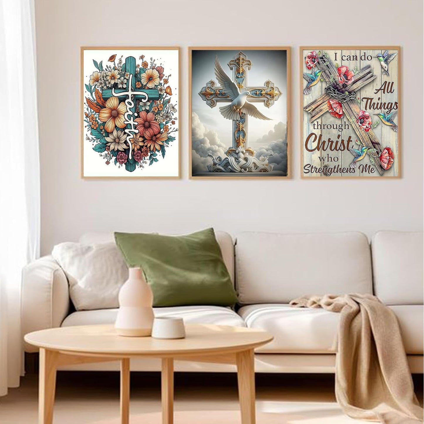 Axquilon Religious Diamond Art Kits for Adults - 3 Pack Cross Diamond Painting Kits for Adults, 5D Round Full Drill Christian Gem Art, Paint by Diamonds Pictures DIY Crafts Kits 12x16inch