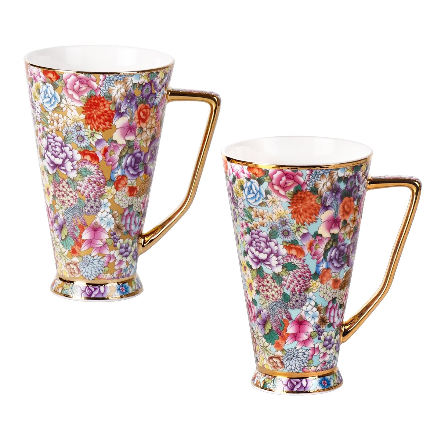 KAMMAK Ceramic Coffee Mugs 20 oz Tall Porcelain Coffee Cups Set of 2 Large Novelty Mugs with Handle Vintage Tea Cups Cappuccino Mug for Latte, Americano, Breakfast Cereal, Hot Cocoa, Drinks