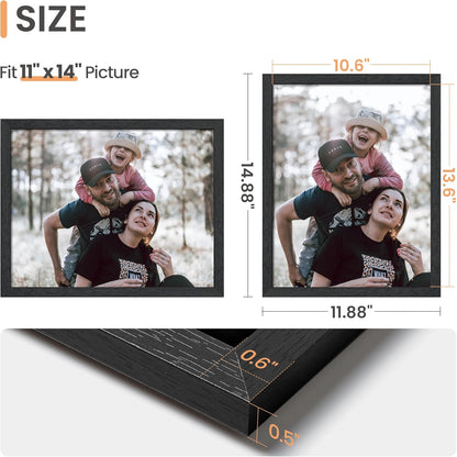Upsimples 11x14 Picture Frame - Stylish Wall Gallery Frame in Black | Durable Engineered Wood