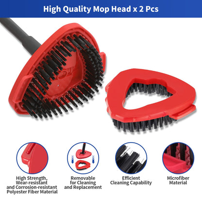 10-Pack Compatible with O-Cedar Mop Heads Replacements: 2 Mop Scrub Brush Head + 8 Microfiber Spin Mop Refills for EasyWring 1-Tank System - Enhanced Cleaning Performance