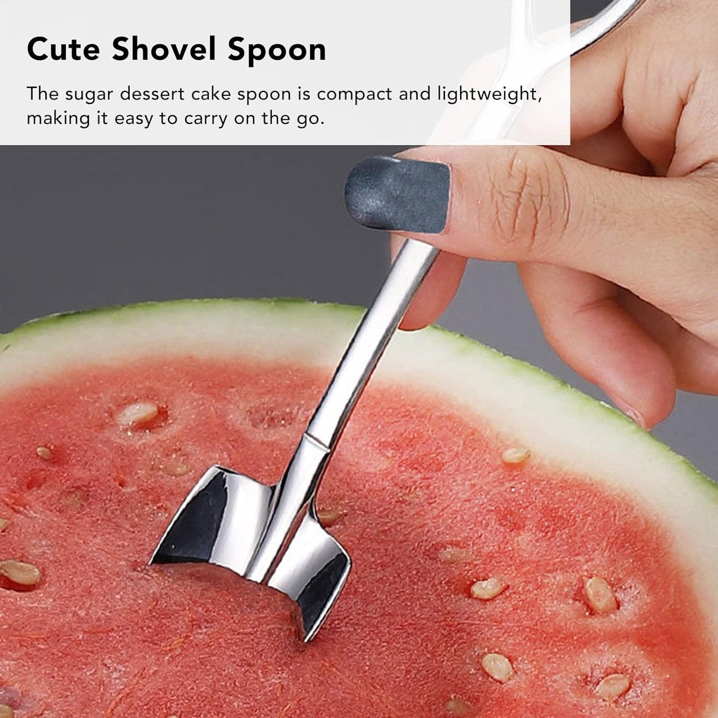 Ice Cream Spoon, Stainless Steel Cute Shovel Spoon, Reusable Sugar Dessert Cake Spoon for Home Cafe (4 Pointed Shovel)
