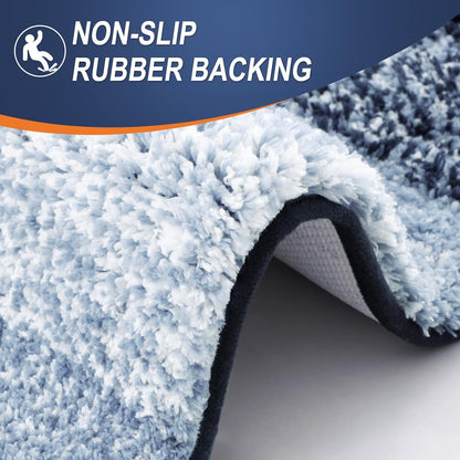 OLANLY Bathroom Runner Rugs - Extra Soft Microfiber, Quick Dry & Washable | 59x24 Navy Blue Bath Mat