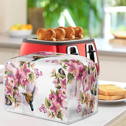 Toaster Cover Bird Flowers Painting, 2 Slice Washable Kitchen Appliance Covers for Bread Maker Oven