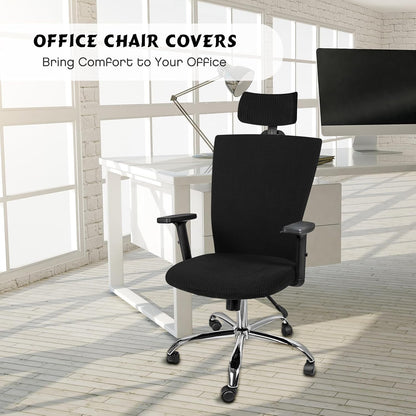 Lounsweer 3 Pieces Headrest Chair Cover, Office Chair Cover, Rolling Desk Chair Cover, Gaming Chair Covers, Stretch