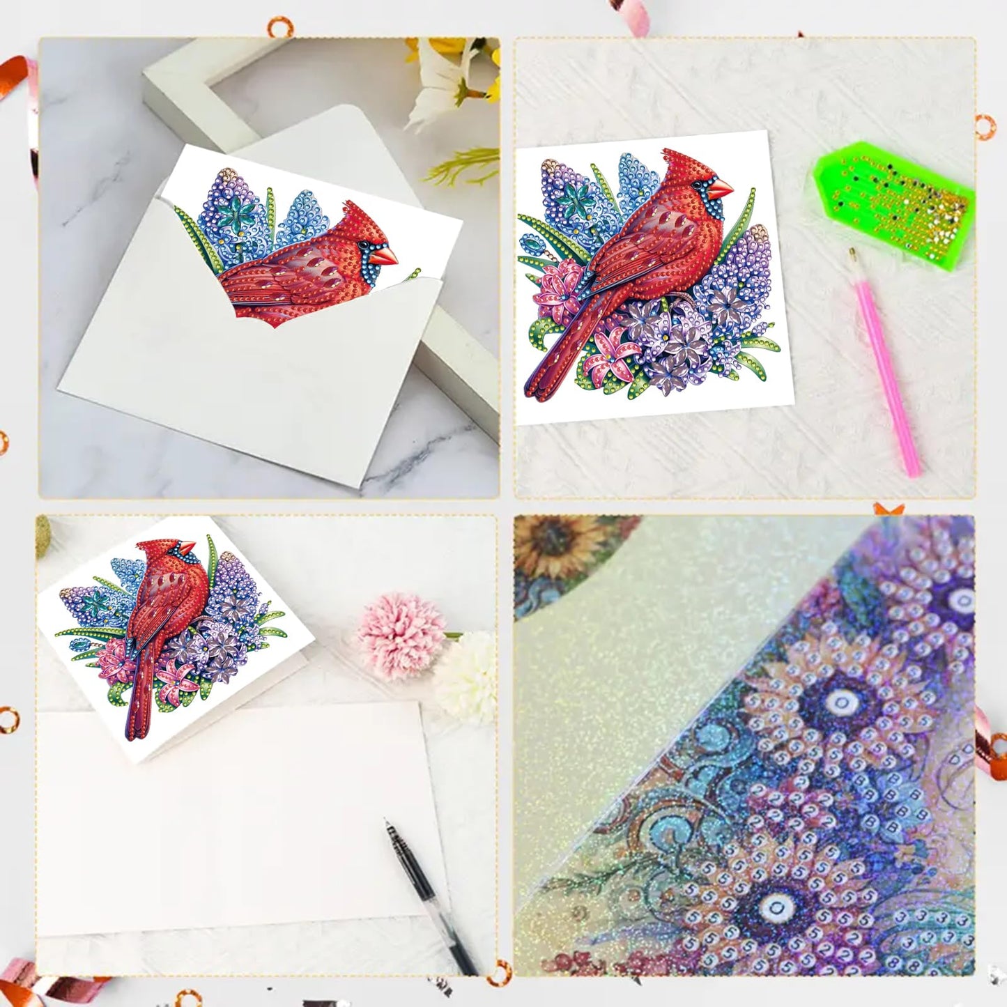 Xylzzuit 6Pcs Diamond Art Painting Greeting Card with Envelopes Holiday Folding Thank You Cards Gem by Numbers Craft Blessing Gift for Family Friend Birthday (Butterfly03)