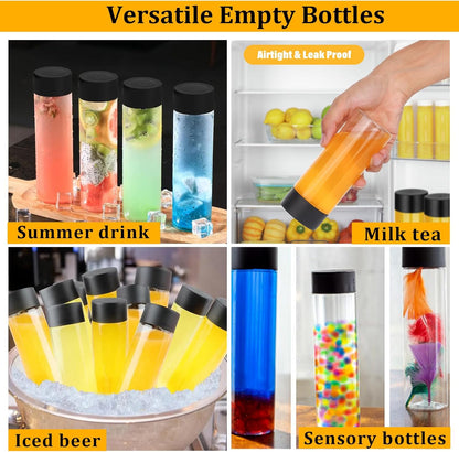 16 Pack 12 oz 350 ml) DI QIU REN Clear Plastic Bottles Empty Sensory Bottles with Caps Reusable Juice Bottles Drink