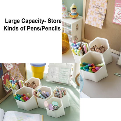 BTSKY Hexagonal Creative Pen Holder, Pen Container, Brush Pot, Combination Desktop Storage Organizer, Creative Hanging Planter Holder Multifunctional Wall-Mounted(White)