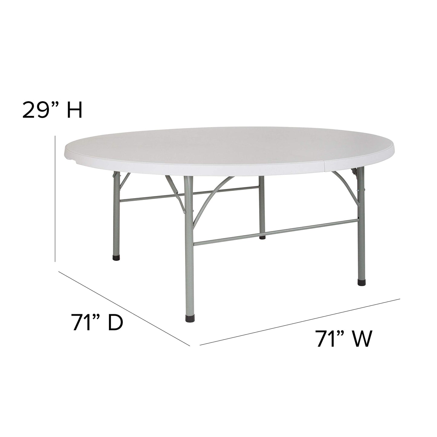 Flash Furniture Stonewall 6' Round Plastic Folding Event Table with Carrying Handle, Bi-Fold Banquet Table for Indoor/Outdoor Events, White