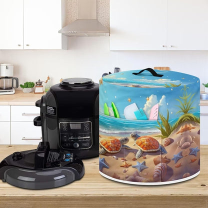 Sea Turtle Air Fryer Dust Cover, Beach Cover with Top Handle and Storage Pockets for Kitchen Appliances