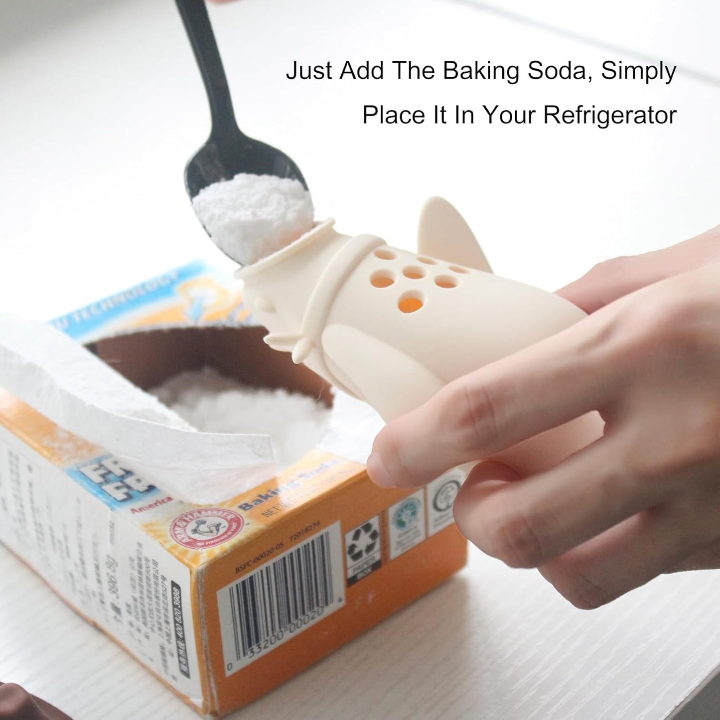 Baking Soda Holder for Fridge, Reusable Deodorant Container, 5.1x3.1 Inches (White-2 Pack)