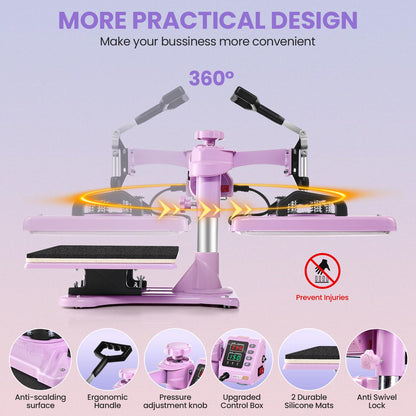 AKEYDIY Heat Press, 8 in 1 Tshirt Press Machine 15"x12" 360° Swing Away Digital Industrial Heat Transfer Machine, Multifunctional Sublimation Heat Press Machine for T Shirts/Mug/Cap/Plate/DIY