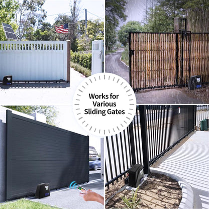 TOPENS DKR1100ST Solar Sliding Gate Opener Rack Drive Automatic Gate Motor for Heavy Driveway Slide Gates Up to 2600 Pounds, Electric Gate Operator Battery Powered with Solar Panel Remote Control Kit