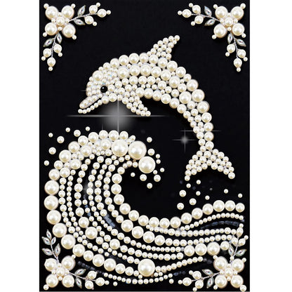 Kulvci Dolphin DIY 5D Pearl Painting Kit, Diamond Painting Kit for Adults Beginner, Bead Art Kits All-Pearl Dot Painting for Wall Decor, Creative Stress Relief Gift Home Decor,12 × 16 inch