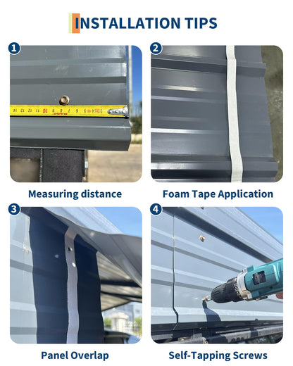 Garvee 10'x15' Metal Carport, Heavy Duty Car Ports Kit All-Weather for Pickup Trucks, Boats, RVs, Tractors, Reinforced Frame with Anchors