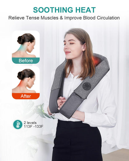 Nekteck Cordless Neck and Back Massager for Pain Relief Deep Tissue, Shiatsu Neck Massager with Heat, Portable Massage Pillow for Shoulder, Leg, Body Muscle, Home, Office, Car, for Men Women