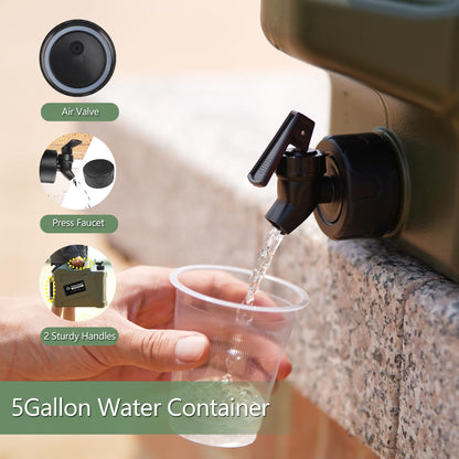 COOZMENT 3.2G (12L) Portable Water Jug with Spigot, BPA Free Green Storage Tank for Camping, Hiking, Emergencies