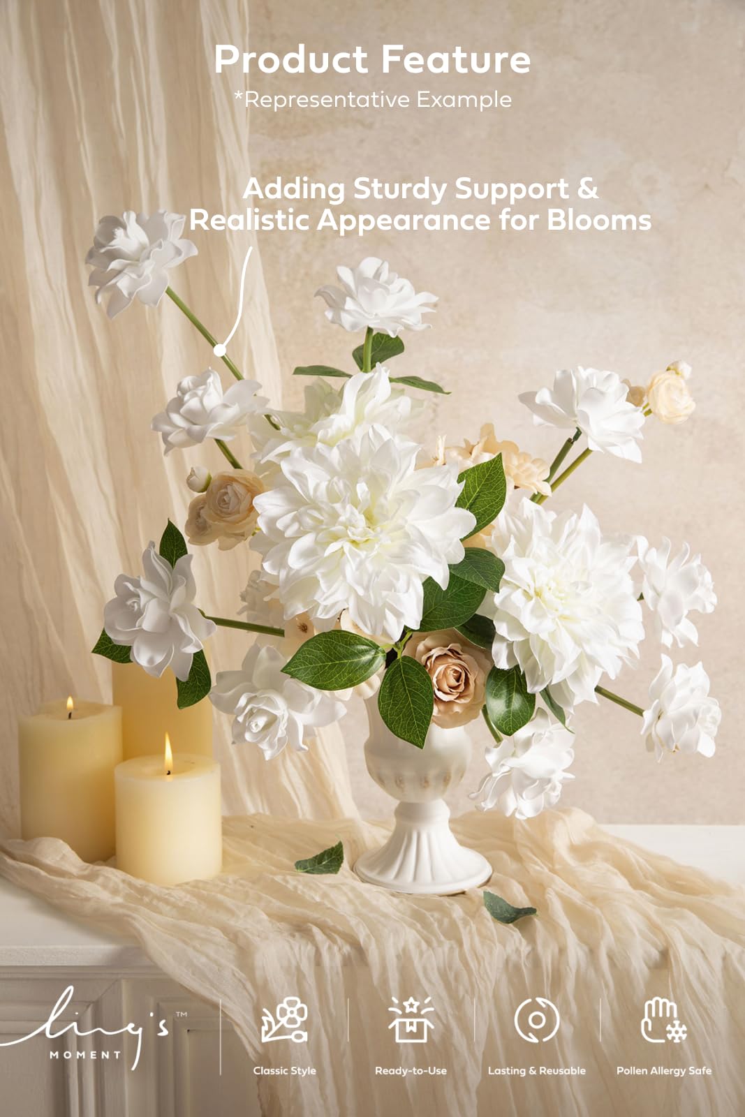 Ling's moment DIY Tools Set for Wedding, 3 Kinds of Accessories Include 100pcs Artificial Stems, 100pcs Flower Craft Wires and 20ft Tubing for Wedding Bridal Flower DIY and Floral Arrangement