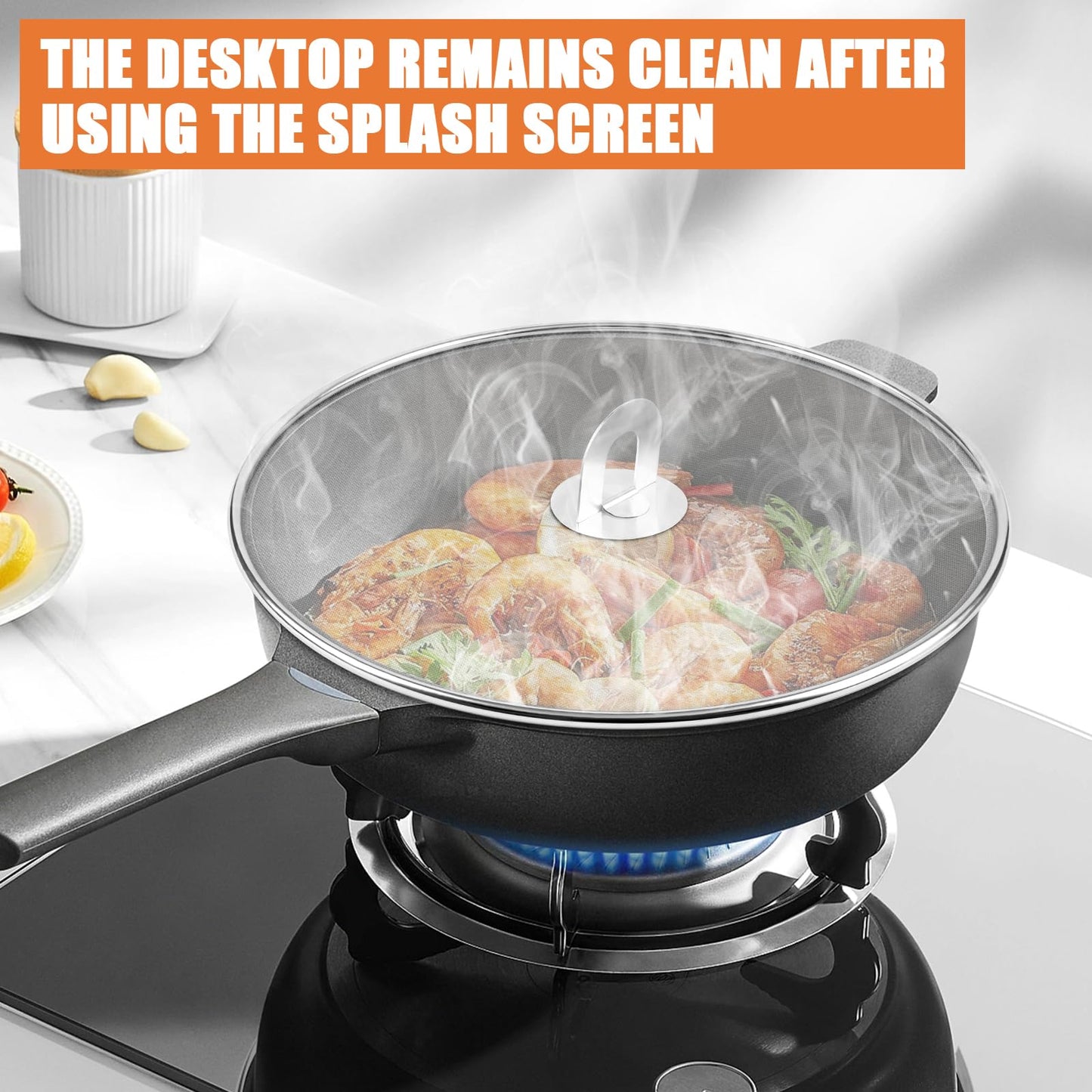 2-Pack Splatter Screens for Frying Pan - Stainless Steel Grease Splatter Guard with Foldable Knob, Ultra-Fine Mesh, Rust-Free (10" & 13") - No Oil Mess, No Burns,Ultra Fine Mesh