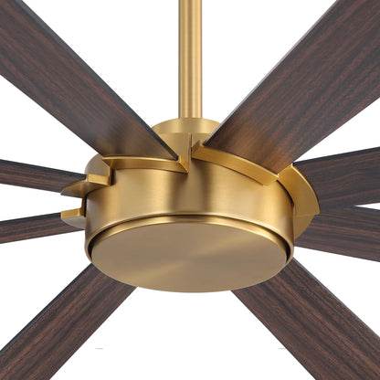 WINGBO 60" Ceiling Fan without Light, Modern Large Ceiling Fan with Remote Control, 6-Speed Reversible Noiseless DC Motor, Gold and Walnut/Black Blades for Living Room, Bedroom & Covered Outdoor