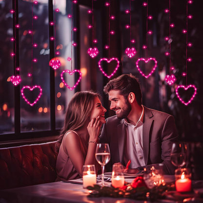 12 138 8 Valentines Day Decor, Pink Love Heart String Lights for Bedroom, Hearts LED Fairy Twinkle Lights with Remote