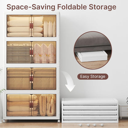 UAMFURI Stackable Storage Bins - Extra Large 720QT Closet Organizers with Lids & Wheels | Collapsible Plastic Drawers for Home & Office