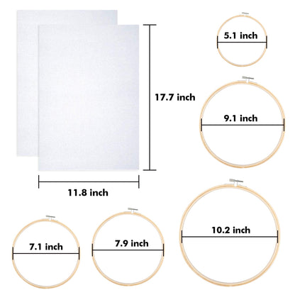 INSCRAFT 304 Pack Embroidery Kit, 200 Colors Threads, 5 Pcs Bamboo Embroidery Hoops, 2 Pcs Aida Cloth, Instructions, Bag and Cross Stitch Tools Set, Hand Embroidery Starter Kit for Beginners Adults
