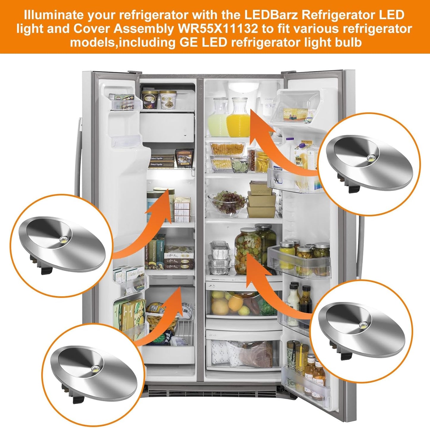 WR55X11132 Refrigerator LED Light and Cover Assembly for GE Refrigerator, Replace WR55X25754