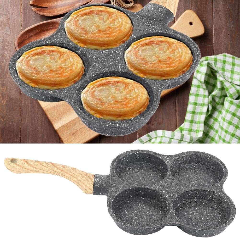 Egg Frying Pan, 4 Hole Non-Stick Omelet Pan, Easy Clean Aluminium Alloy Cooker for Breakfast