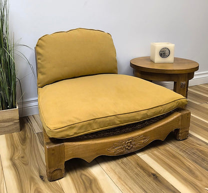 Harmony In Design Handcrafted Wooden Meditation Chair with Woven Seagrass Seat, 30 x 28 x 18 inches (Harvest Gold)