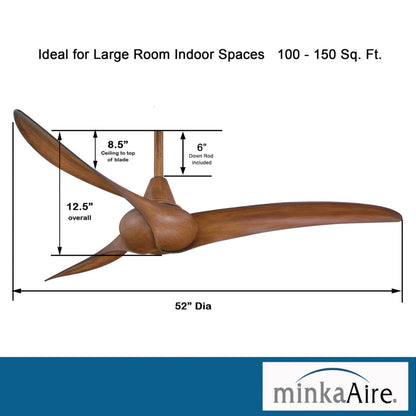 Minka-Aire F843-DK, Wave, 52" Ceiling Fan with Remote Control, Distressed Koa