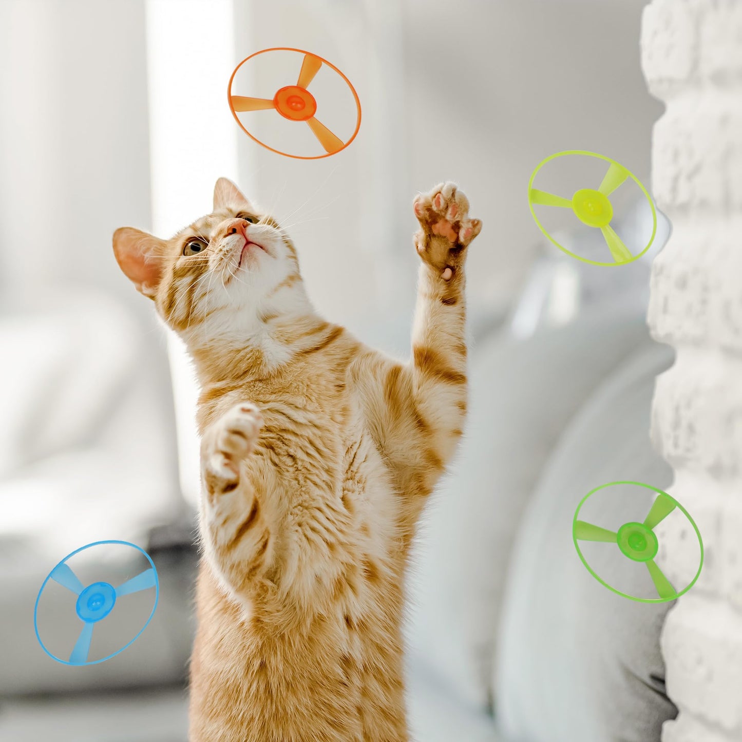 4 Pack Launching Toy Flying Disc Shooters for Kids Cyclone Gyro Launcher Flying Saucer Ejection Flying Disk Spinning Top Toy Indoor & Outside Play for Kids Ages 5+,Cat Propellers