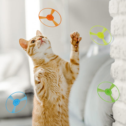 MOMSBIEND 7 Pack Launching Toy Flying Disc Shooters for Kids,Cyclone Gyro Launcher Flying Saucer Ejection Spinning Top Indoor & Outdoor Play for Kids Ages 5+,Cat Propellers,Interactive Cat Toy
