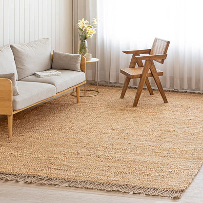 HOMEMONDE Chunky Braided Jute Area Rug 8x10 ft Rectangle Boho Home Décor Indoor Rug - Natural Handcrafted Farmhouse Style Rug for Bedroom, Living Room, Dining Room Kitchen, and Hallway