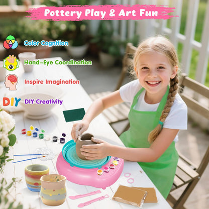 TingingYuli Pottery Wheel for Kids with Clay Kit - Arts and Crafts for Kids Ages 6-8 8-12, Complete Pottery Kit with Air Dry Clay and Painting Tools, Easter Christmas Birthday Gift for Boys Girls